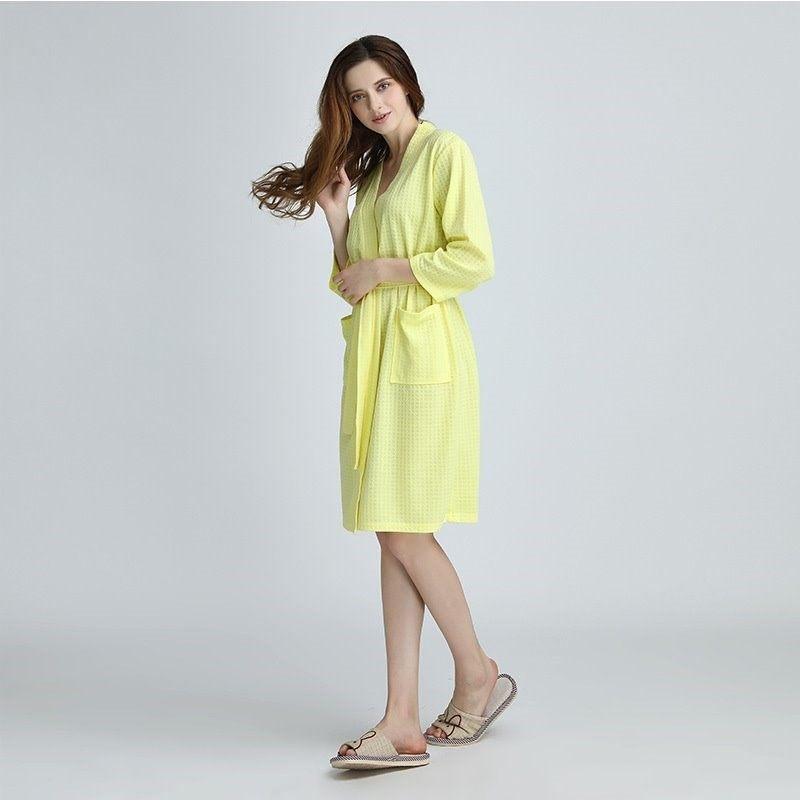 Women's Cotton Blend Terry Knee Length Spa Bath Robe - LuckyFash™