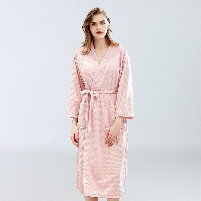 Women's Cotton Blend Terry Knee Length Spa Bath Robe - LuckyFash™