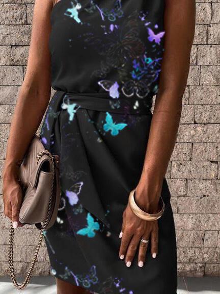 Women's Dresses Butterfly Print Sleeveless Strapless Tight Dress - LuckyFash™