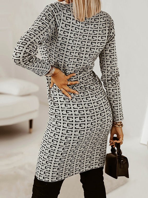 Women's Dresses Buttoned Long Sleeve Slim Fit Knit Dress - LuckyFash™