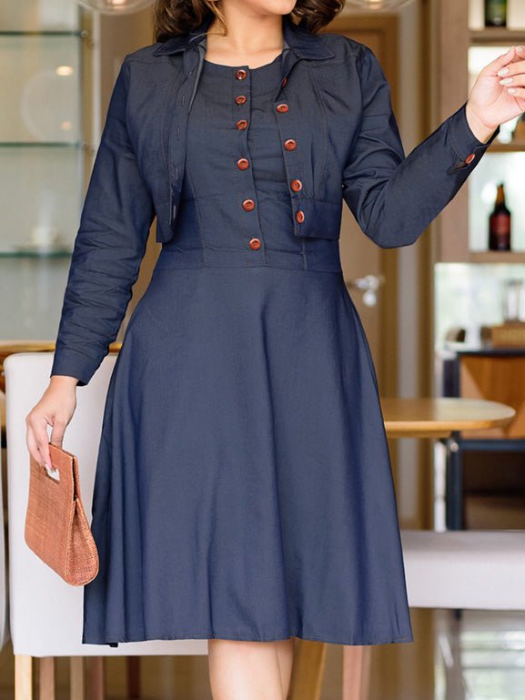 Women's Dresses Buttoned Long Sleeve Slim Fit Two Piece Dress - LuckyFash™