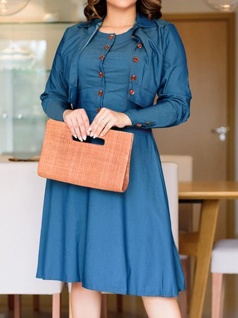 Women's Dresses Buttoned Long Sleeve Slim Fit Two Piece Dress - LuckyFash™