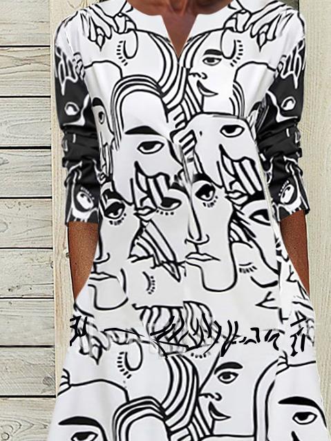 Women's Dresses Commuter Abstract Print Long Sleeve Dress - LuckyFash™