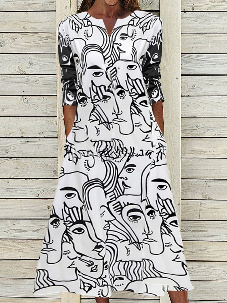 Women's Dresses Commuter Abstract Print Long Sleeve Dress - LuckyFash™
