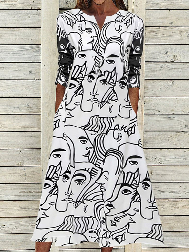 Women's Dresses Commuter Abstract Print Long Sleeve Dress - LuckyFash™