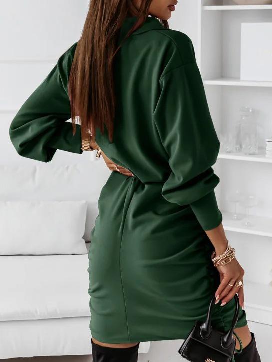 Women's Dresses Drawstring Button Long Sleeve Shirt Dress - LuckyFash™