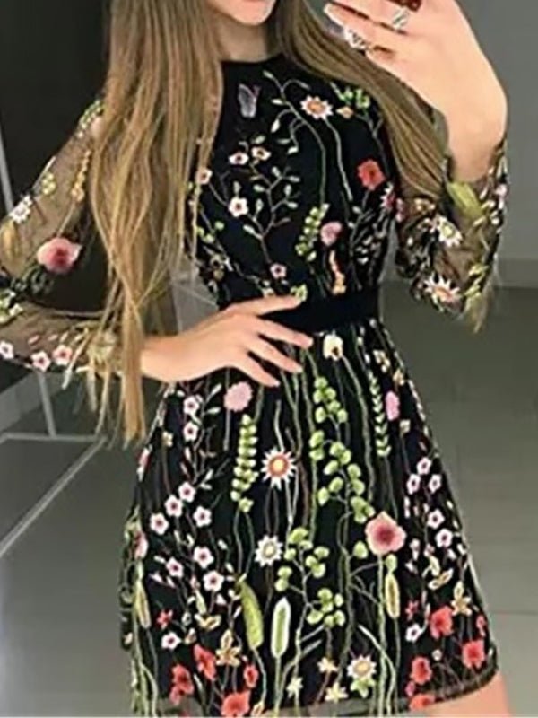 Dresses Ethnic Style Long Sleeve Printed Maxi Mini Dress - LuckyFash™