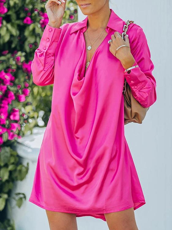 Women's Dresses Fashion Polo Collar Long Sleeve Mini Dress - LuckyFash™