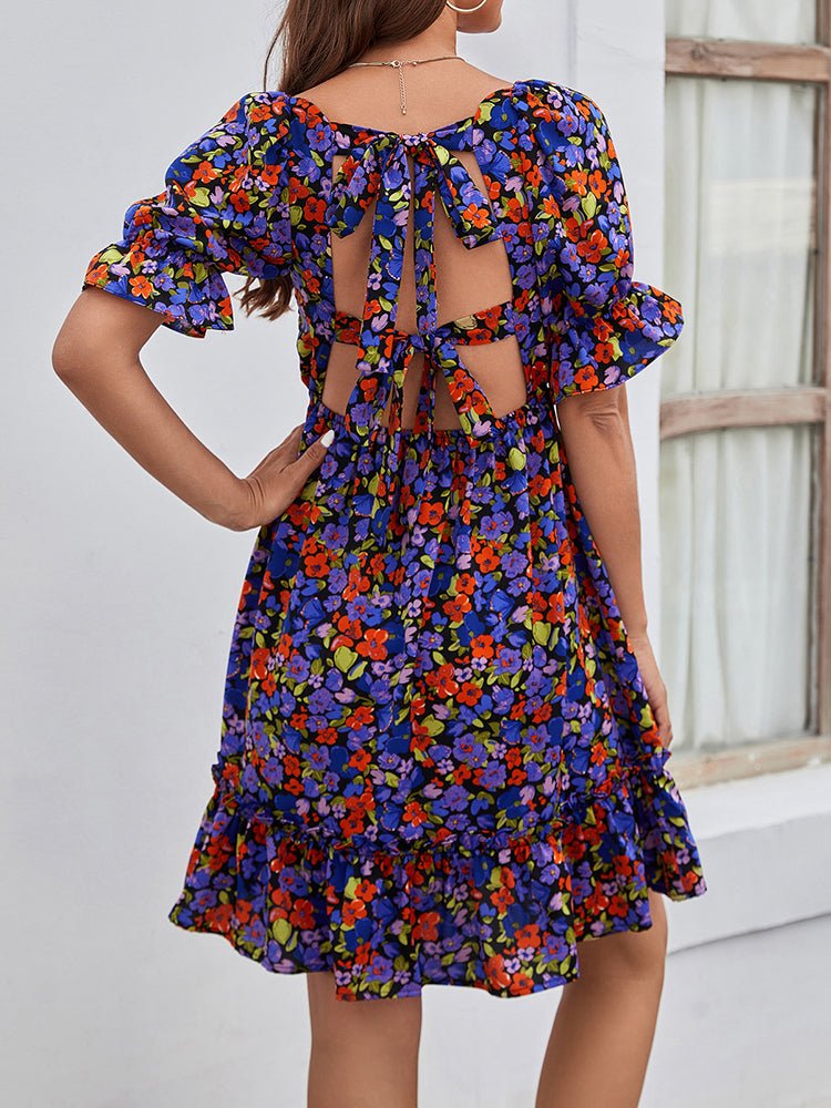 Dresses Fashion Print Backless Strap Sexy Mini Dress - LuckyFash™