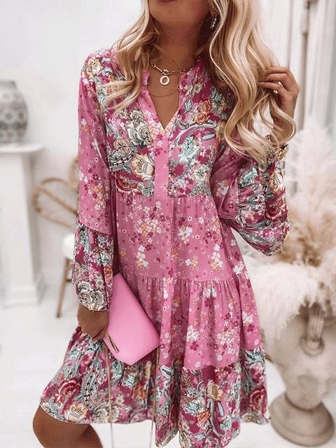 Women's Dresses Flower Trumpet Long Sleeve Cake Dress - LuckyFash™