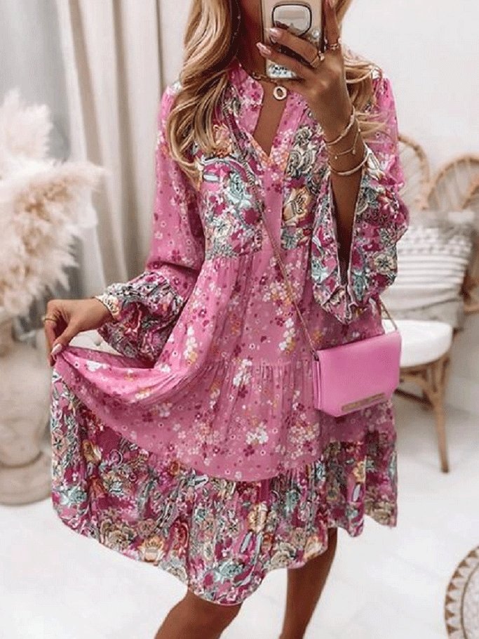 Women's Dresses Flower Trumpet Long Sleeve Cake Dress - LuckyFash™