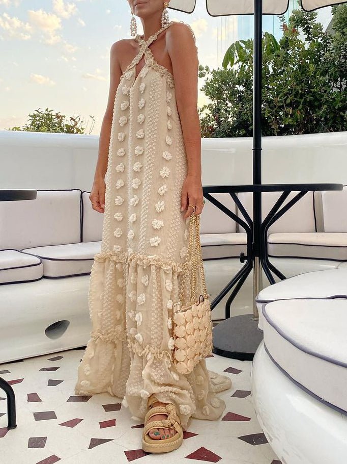 Dresses Halter Neck Three-Dimensional Flower Cake Dress - LuckyFash™