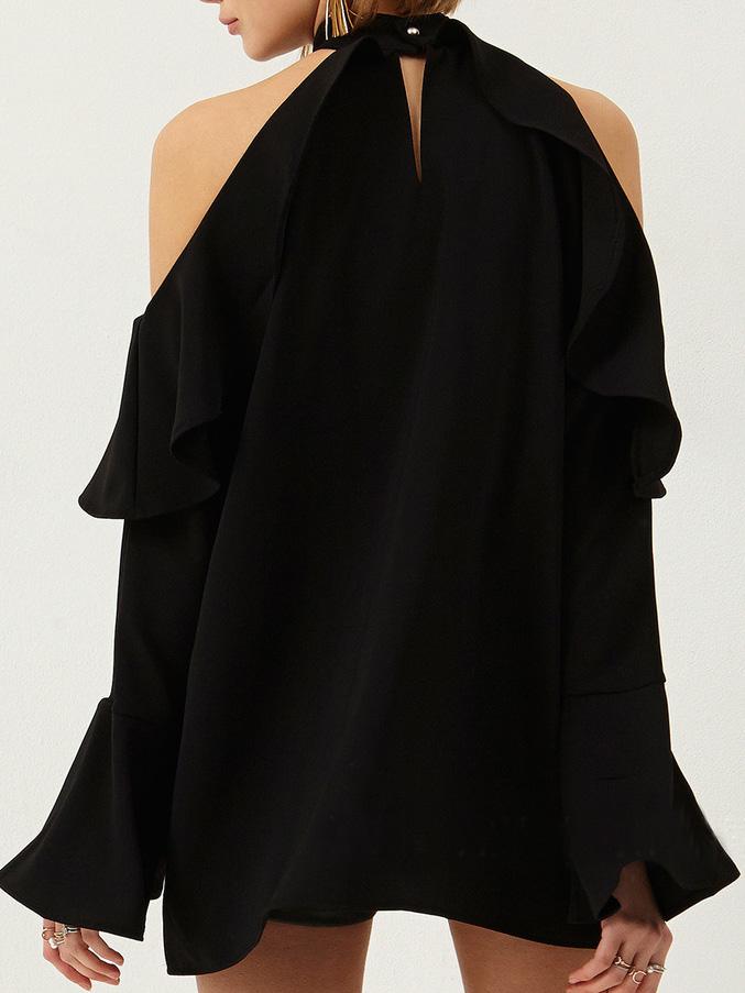 Women's Dresses Halter Ruffled Belt Strapless Mini Party Dress - LuckyFash™