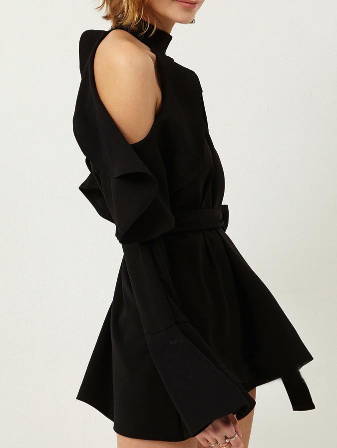 Women's Dresses Halter Ruffled Belt Strapless Mini Party Dress - LuckyFash™