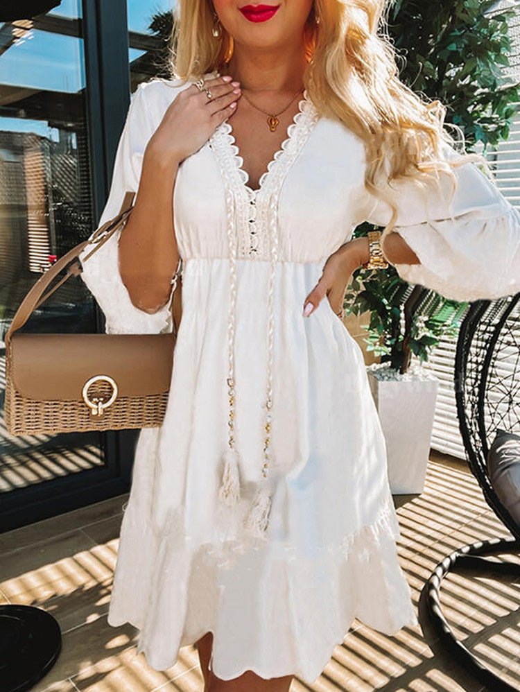 Women's Dresses Lace Fringe 3/4 Sleeve Casual Dress - LuckyFash™