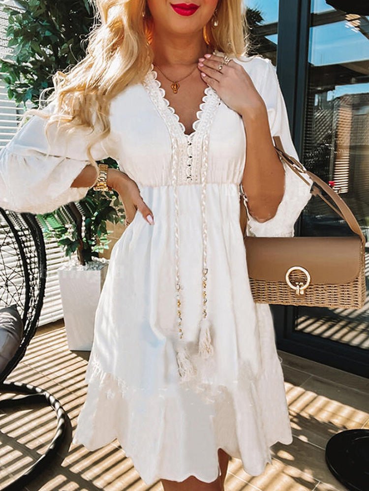 Women's Dresses Lace Fringe 3/4 Sleeve Casual Dress - LuckyFash™