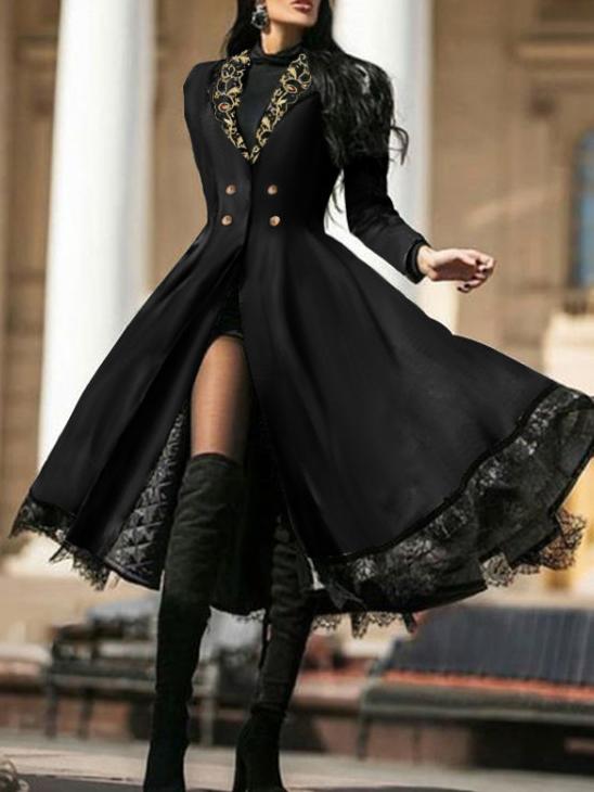 Women's Dresses Lace Retro V-Neck Long Sleeve Dress - LuckyFash™