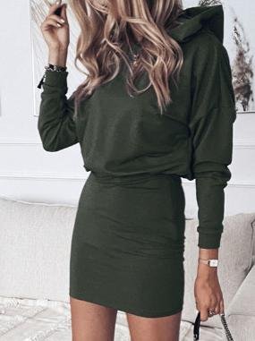 Women's Dresses Long Sleeve Buttocks Solid Hooded Dress - LuckyFash™