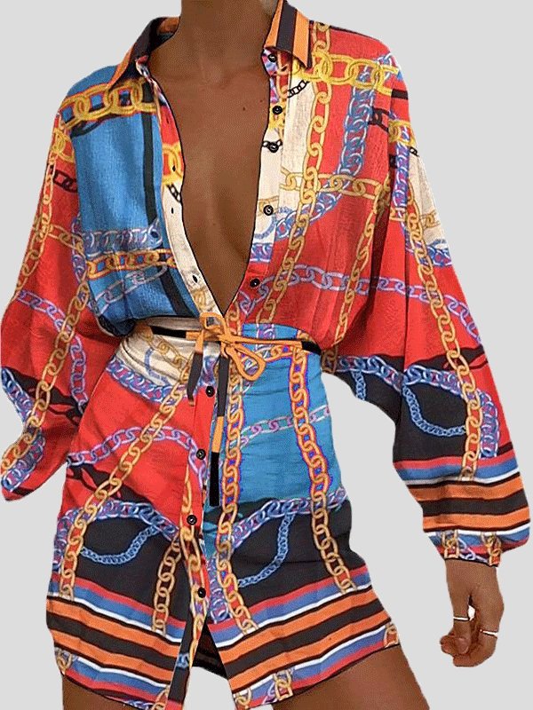 Women's Dresses Long Sleeve Cardigan Single-Breasted Lace-Up Dress - LuckyFash™