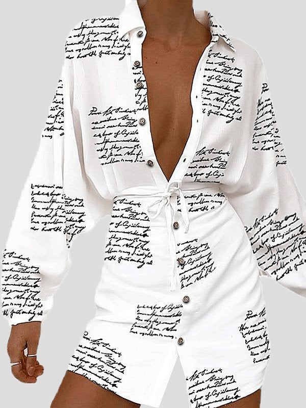 Women's Dresses Long Sleeve Cardigan Single-Breasted Lace-Up Dress - LuckyFash™