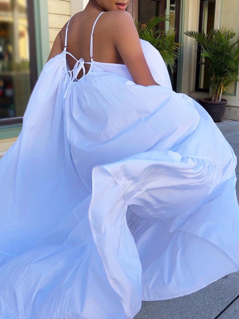 Dresses Loose Solid Sling Sleeveless Swing Dress - LuckyFash™