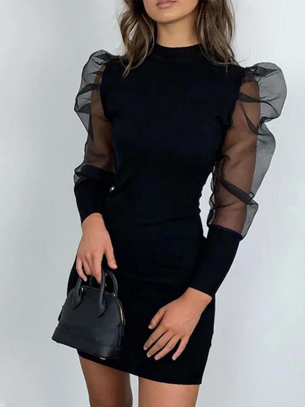 Women's Dresses Mesh Puff Sleeve Slim Fit Dress - LuckyFash™