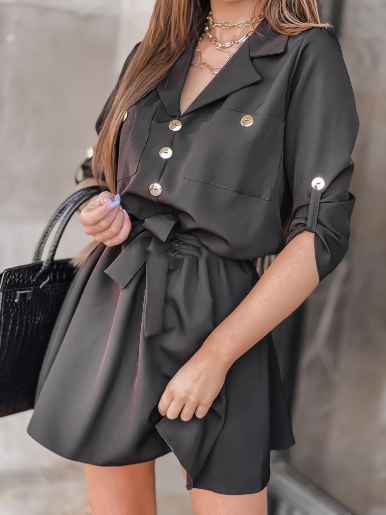 Women's Dresses Nine-Quarter Sleeves With Suit Collar Shirt Dress - LuckyFash™