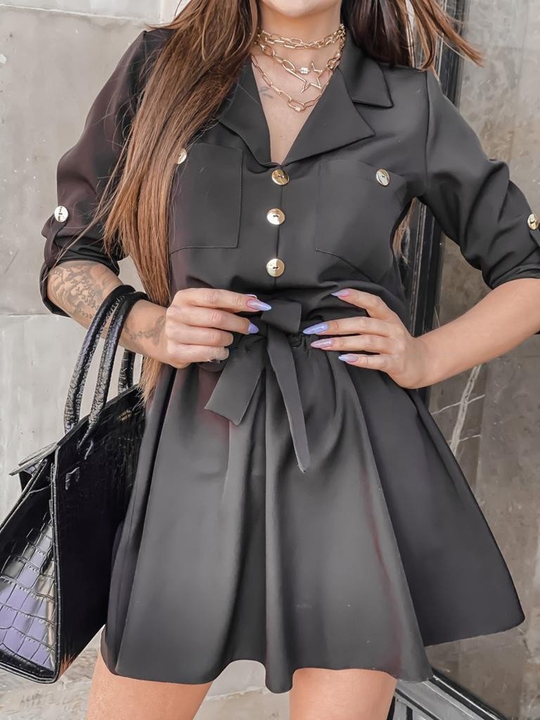 Women's Dresses Nine-Quarter Sleeves With Suit Collar Shirt Dress - LuckyFash™