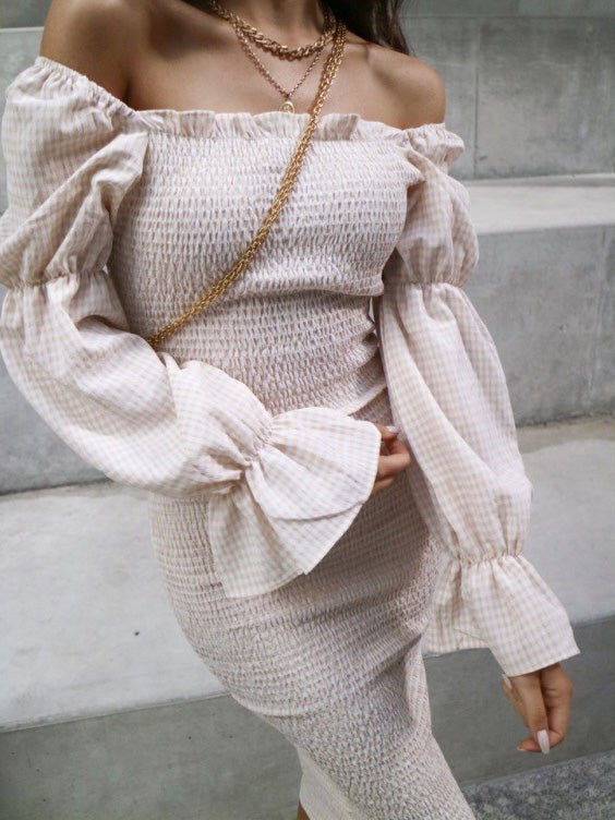 Women's Dresses One-Shoulder Long Sleeve Slim Fit Dress - LuckyFash™