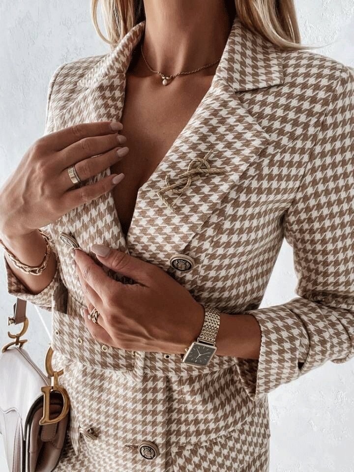 Women's Dresses Plaid Long Sleeve Belt Two-Wear Blazer Dress - LuckyFash™