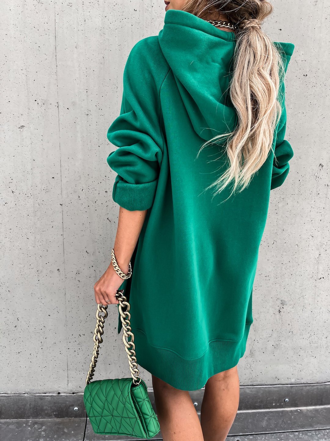 Women's Dresses Pocket Long Sleeve Drawstring Hooded Slit Dress - LuckyFash™