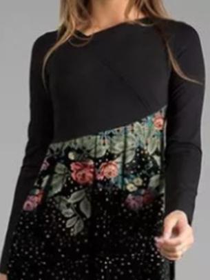 Women's Dresses Printed Round Neck Slim Long Sleeve Dress - LuckyFash™
