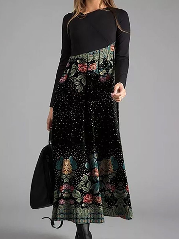 Dresses Printing Temperament Slim Long Sleeve Midi Dress - LuckyFash™