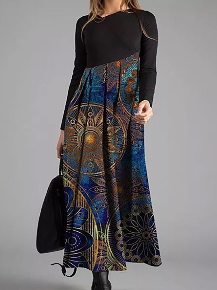 Dresses Printing Temperament Slim Long Sleeve Midi Dress - LuckyFash™