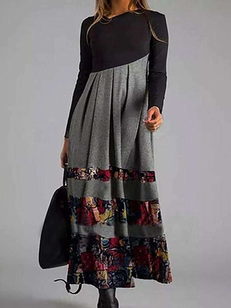 Dresses Printing Temperament Slim Long Sleeve Midi Dress - LuckyFash™