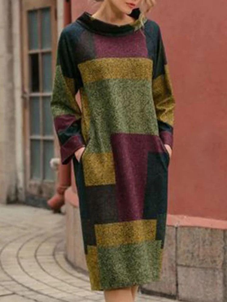 Women's Dresses Retro Print Long Sleeve Midi Dress - LuckyFash™