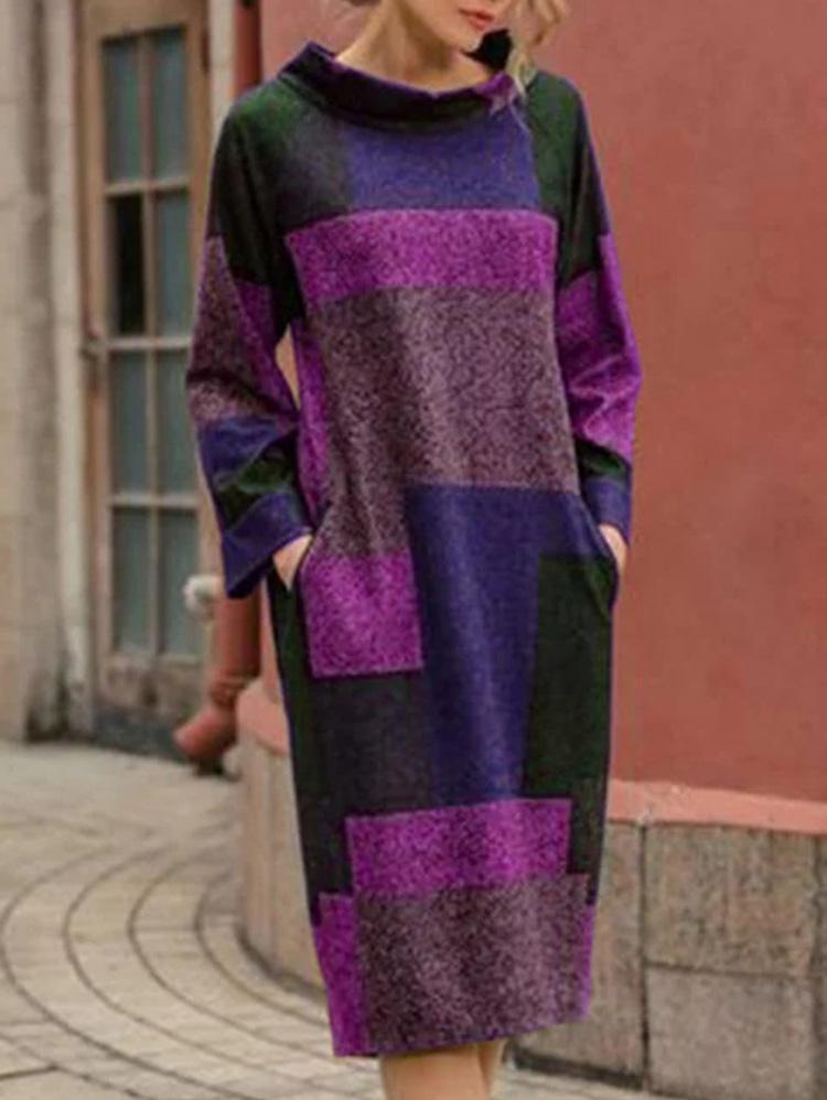 Women's Dresses Retro Print Long Sleeve Midi Dress - LuckyFash™