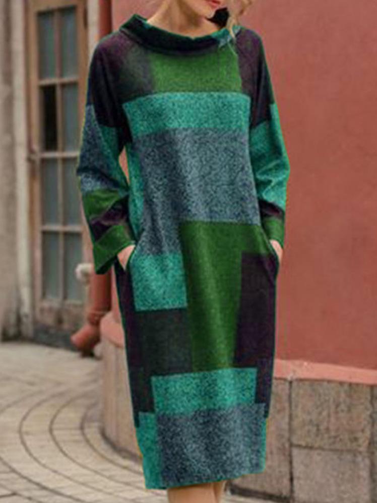Women's Dresses Retro Print Long Sleeve Midi Dress - LuckyFash™