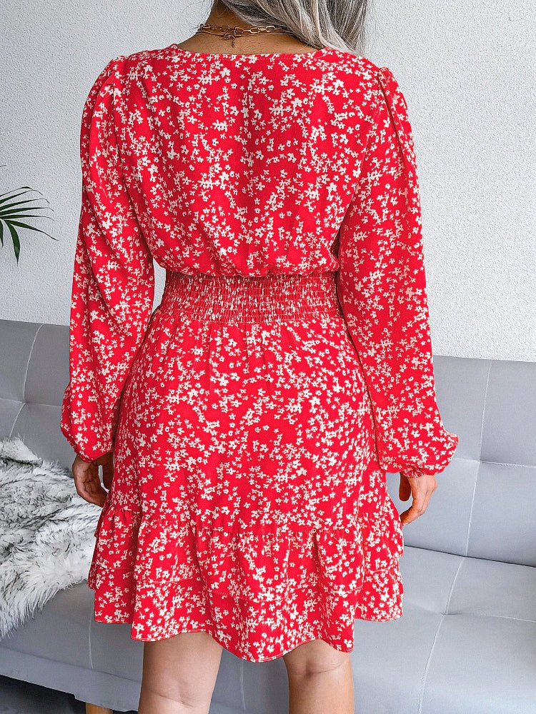 Dresses Sexy Floral Chiffon Elastic Waist Mini Dress - LuckyFash™