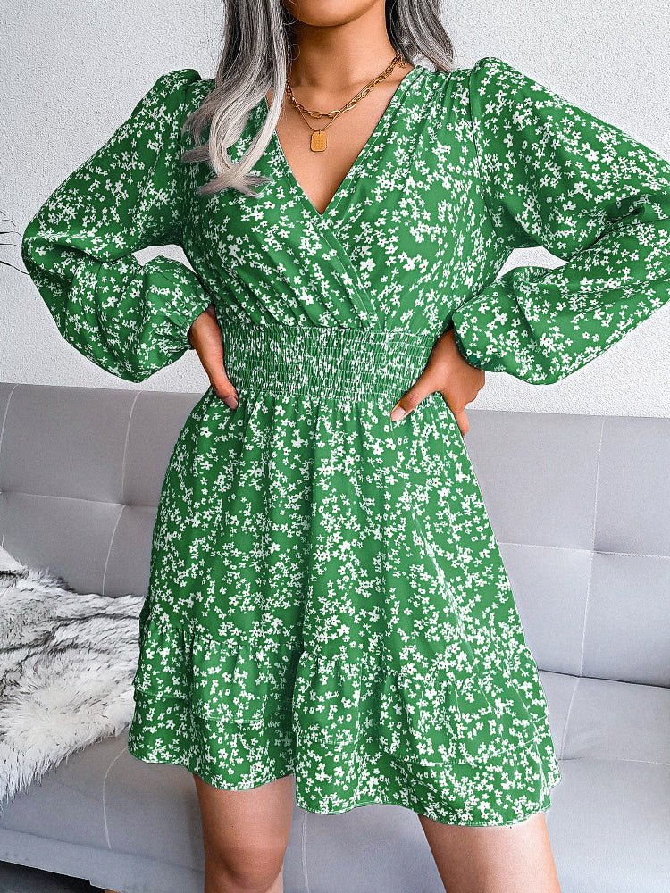 Dresses Sexy Floral Chiffon Elastic Waist Mini Dress - LuckyFash™