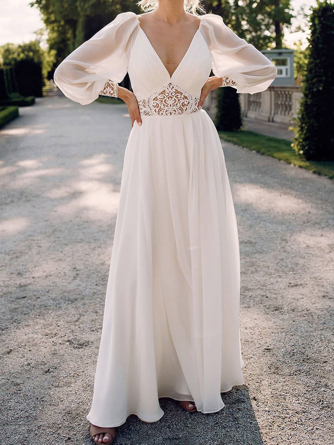 Women's Dresses Slim Bare Back Hollow V-Neck Dress Long Dress - LuckyFash™
