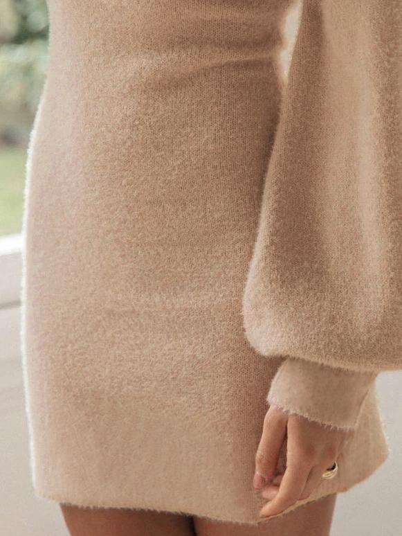 Women's Dresses Solid High Neck Long Sleeve Tight Dress - LuckyFash™