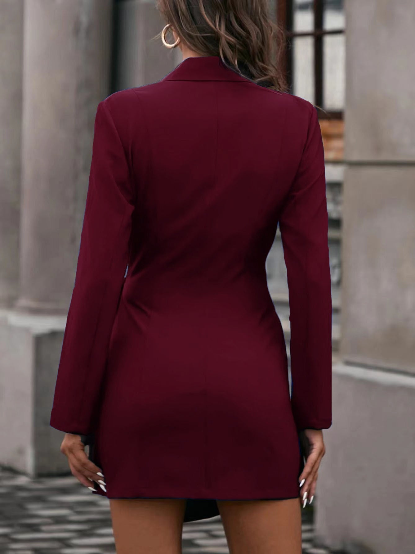 Women's Dresses Suit Collar Solid Color Tie Long Sleeve Dress - LuckyFash™
