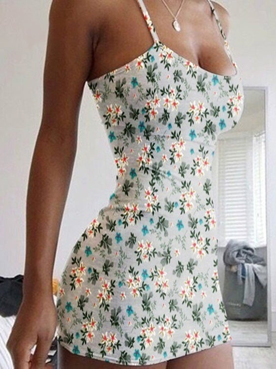 Women's Dresses Suspender Floral Print Skinny Mini Dress - LuckyFash™