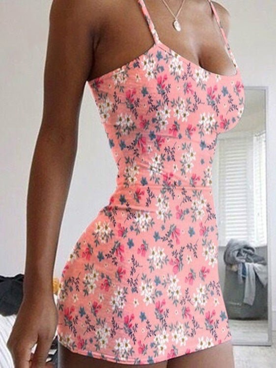 Women's Dresses Suspender Floral Print Skinny Mini Dress - LuckyFash™