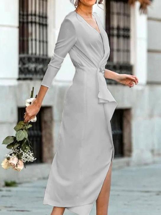 Women's Dresses Temperament V-Neck Long Sleeve Dress - LuckyFash™