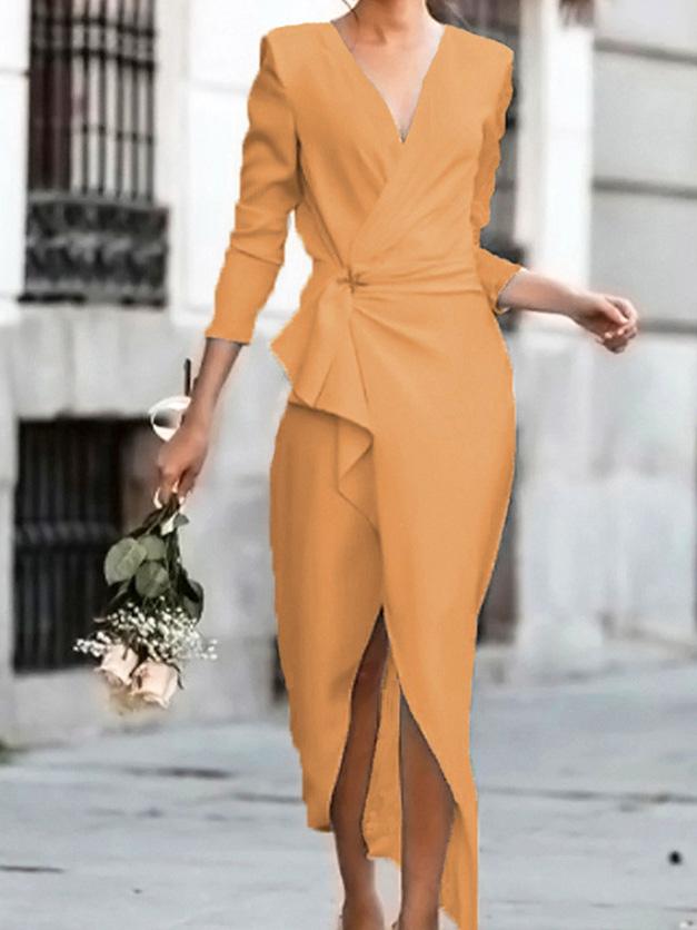 Women's Dresses Temperament V-Neck Long Sleeve Dress - LuckyFash™