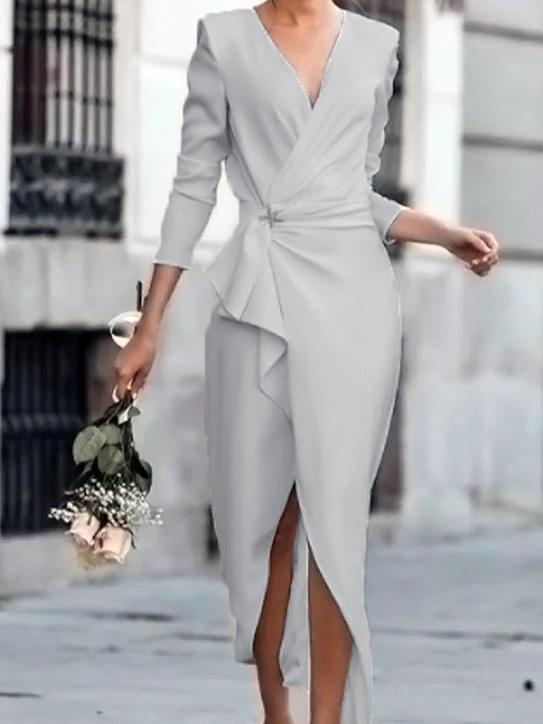 Women's Dresses Temperament V-Neck Long Sleeve Dress - LuckyFash™