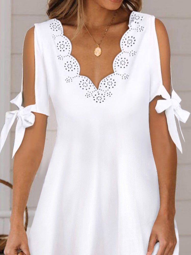 Women's Dresses V-Neck Lace Off Shoulder Mini Dress - LuckyFash™
