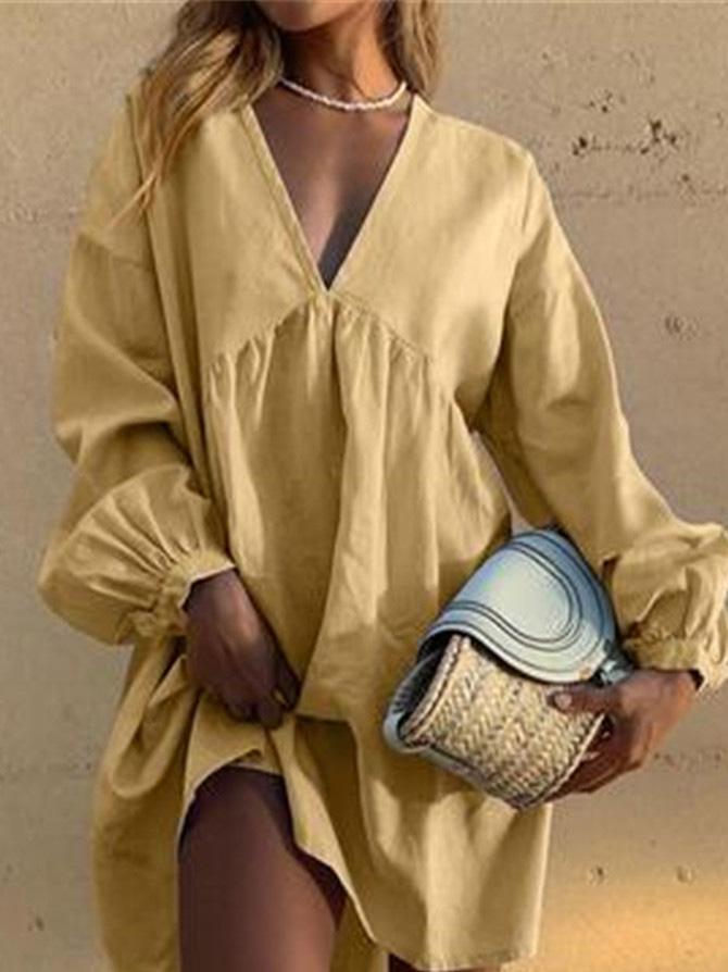 Women's Dresses V-Neck Long Sleeve Casual Dress - LuckyFash™